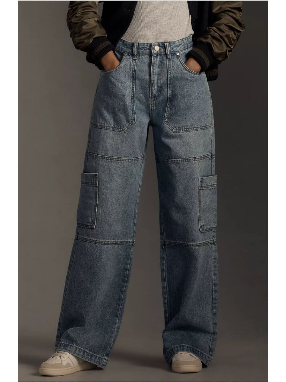 Anthropologie Avec Les Filles High-Rise Cargo Jeans Blue Denim 26